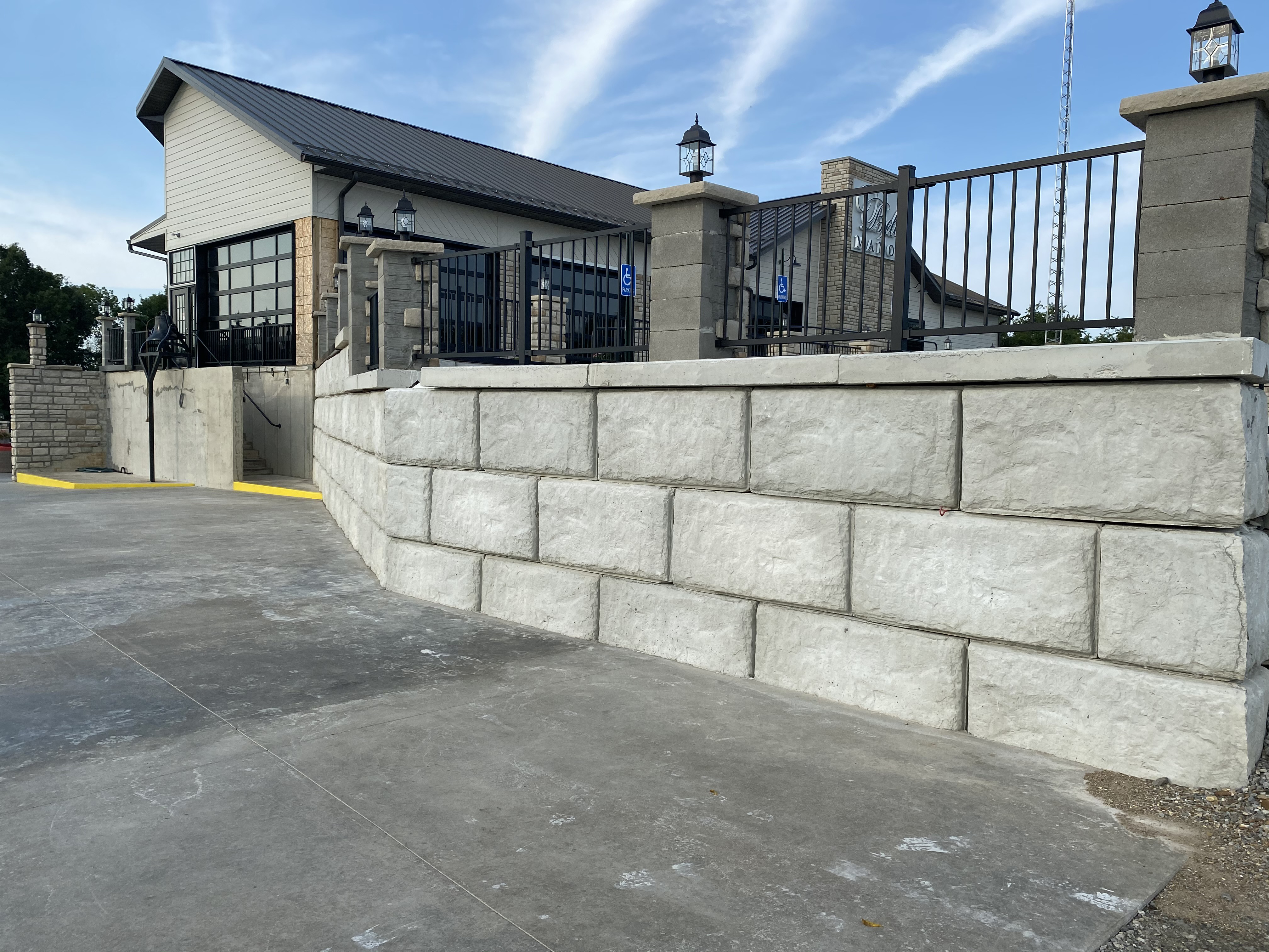 large concrete block retaining wall